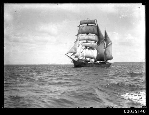 Portside view of barquentine