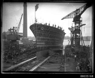 The launch of HMAS ALBATROSS I at Cockatoo Island Dockyard