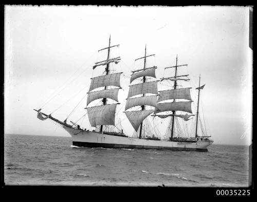 Four-masted steel barque JOHN ENA at sea