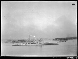 HMS HOOD near Fort Denison in Sydney Harbour