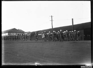 The Royal Marines Band Service marching in Sydney