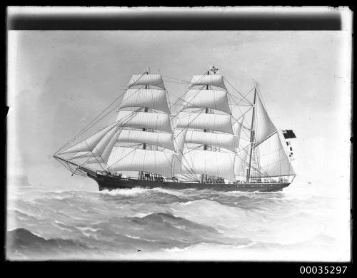 Ship LAIRA three masted barque at sea.