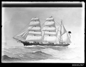 Ship LAIRA three masted barque at sea.