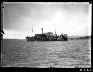 Steamship in dazzle camouflage