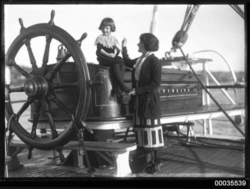 Ethel May Sterling and her daughter Margaret Francis Sterling on the deck of E R STERLING