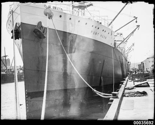 SS PORT HUON berthed alongside wharf, 24 September 1934