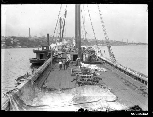 Deck view of INCA showing the removal of rigging and deck structures.