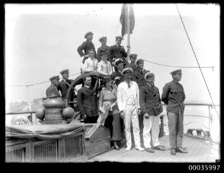 MOUNT STEWART - Captain McColm with his family and some of the crew on deck, December 1923