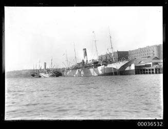 Cargo ship in dazzle camouflage Pyrmont Bay