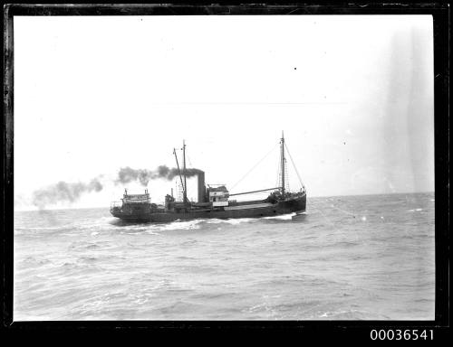 Coastal steam ship at sea