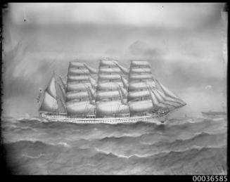 Starboard view of four masted barque EDGWAY