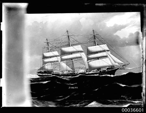 Starboard view of full rigged ship EUROPA