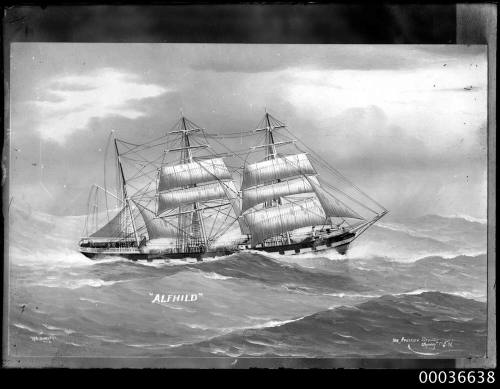 ALFHILD underway in stormy seas