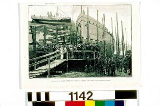 Launch of an armed Australian passenger-steamer, the COURIER, at Wallsend-on-Tyne
