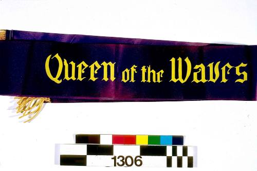Queen of the Waves sash presented to Patricia Walden
