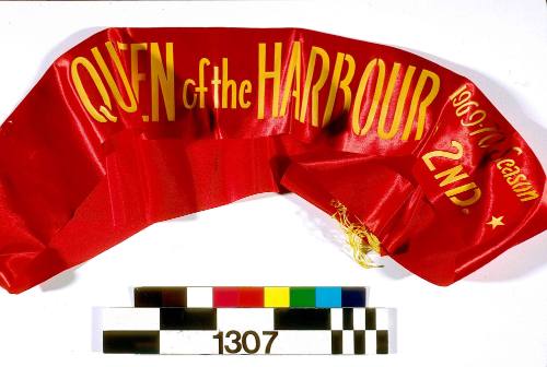 Queen of the Harbour sash awarded to Patricia Walden