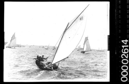 Canvas dinghy VIOLET under sail, Sydney Harbour