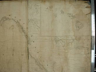 A new chart of the Pacific Ocean - with courses plotted on it of the whaling ships LEVI STARBUCK, MARCIA and WILLIAM ROTCH