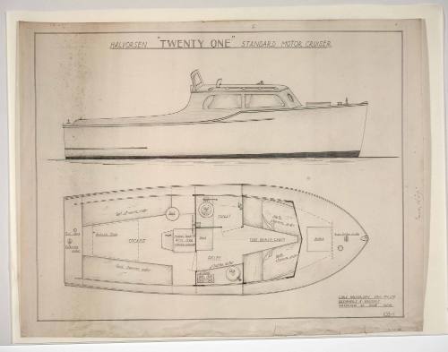 General arrangement plan of 21 foot standard motor cruiser