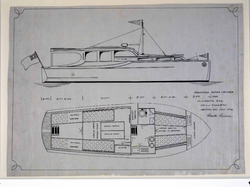 General arrangement plan of the motor cruiser DOLPHIN – Works 