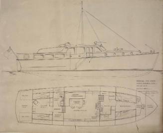 General arrangement plan of the motor cruiser WAITANGI (renamed LOUISE)