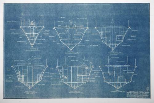 Section plan of bulkheads for a fast supply boat