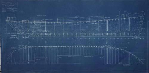 Hull construction plan of the cargo vessel DAVARA