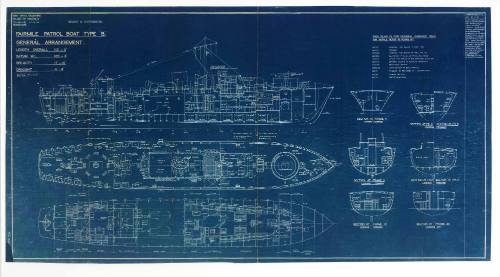 General arrangement plan of a Fairmile patrol vessel