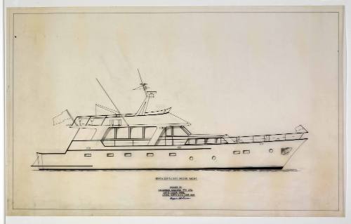 Profile plan of a motor yacht