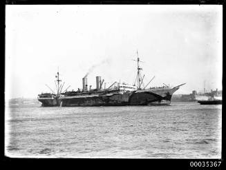 Merchant steamship in WWI dazzle camouflage