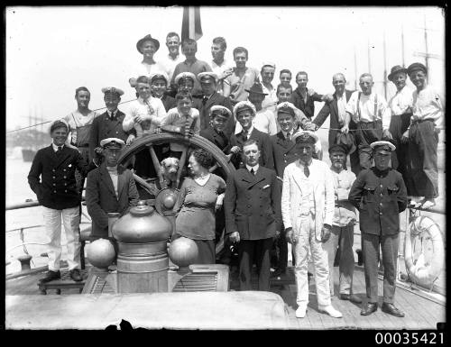 MOUNT STEWART - Captain McColm with his family and crew on deck, December 1923