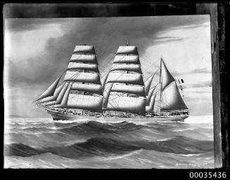 Barque flying the French flag by R.A. Borstel