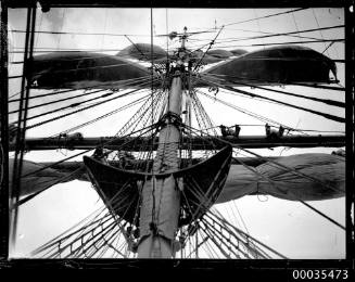 Skyward view of a ship's mast