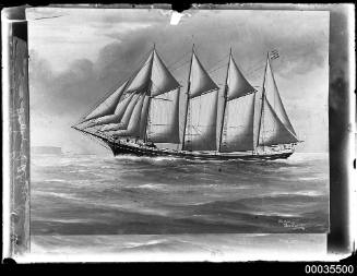 Four masted schooner flying the US flag