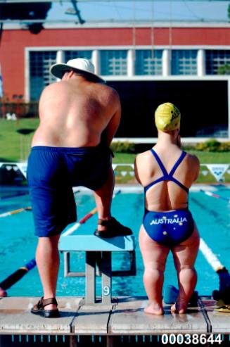 Assistant swimming coach Graeme Carroll and swimmer Sarah Rose at the final swimming camp in Rome