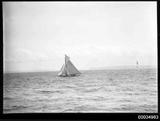 Gaff rigged cutter, 'RI' on mainsail