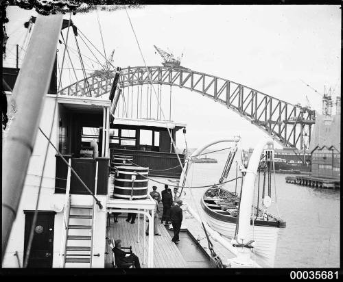 SS ORUNGAL with Sydney Harbour Bridge in background