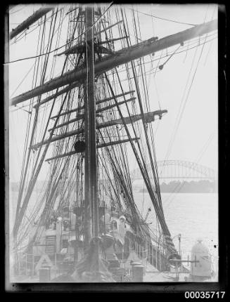 Chilean training ship, probably GENERAL BAQUEDANO, near Sydney Harbour Bridge