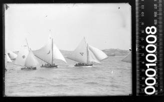 16-foot skiff with a group of 18-footers on Sydney Harbour