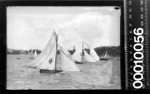 18-footers SWASTIKA and LIFESAVER racing on Sydney Harbour