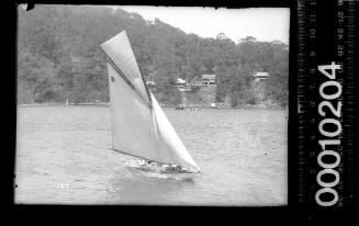 Gaff rigged yacht with the number '2' on the mainsail, Pittwater,Broken Bay,