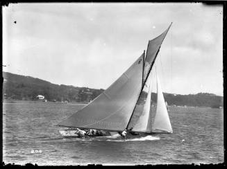 Yacht RAWHITI sailing at Pittwater in Sydney, New South Wales