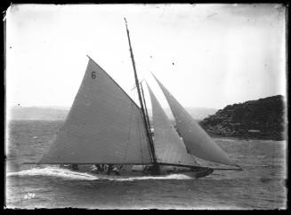 The gaff rigged yacht RAWHITI off Middle Head, Sydney Harbour