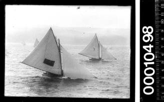 BRITANNIA and other 18-footers sailing on Sydney Harbour