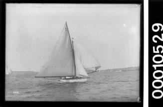 Sailing vessel with sail number 5 on Sydney Harbour