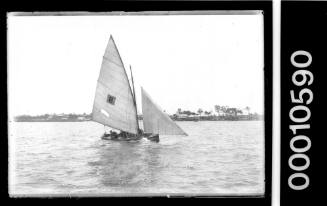 16-foot skiff under sail on Botany Bay