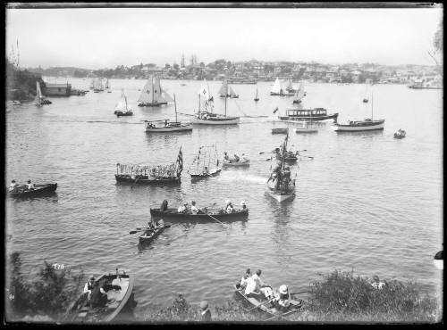 A race start for 12-foot skiffs at the mouth of the Lane Cove River