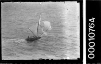 Unfocused image of small skiff on Sydney Harbour