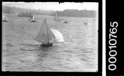 16-foot skiff sailing near Woolloomooloo on Sydney Harbour