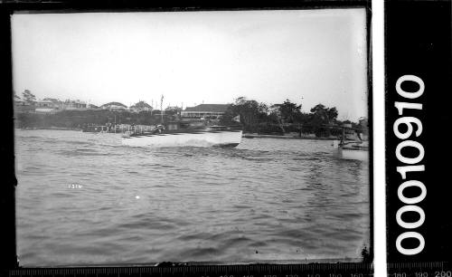 St George Motor Club in distance,  timber cruiser on Botany Bay.